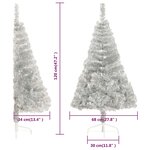 vidaXL Demi sapin de Noël artificiel avec support argenté 120 cm PET