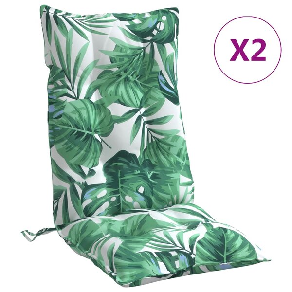 vidaXL Coussins de chaise à dossier haut lot de 2 modèle de feuille