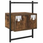 vidaXL Table de chevet murale 2 Pièces chêne fumé 35x30x51 cm