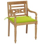 vidaXL Chaises Batavia avec coussins lot de 4 Bois de teck solide