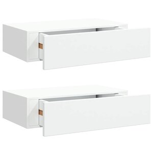 vidaXL Étagères à tiroirs murales 2 Pièces Blanc 40x23 5x10 cm MDF