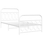 vidaXL Cadre de lit métal avec tête de lit/pied de lit blanc 107x203cm