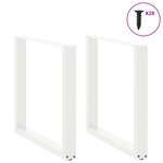 vidaXL Pieds de table à manger en U 2 pièces Blanc 80 x (72-73) cm Acier