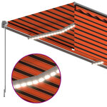 vidaXL Auvent automatique store capteur de vent LED Orange et marron