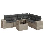 vidaXL Salon de jardin avec coussins 7 Pièces gris clair résine tressée