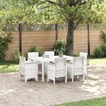 vidaXL Ensemble de Salle à Manger de Jardin 7 Pièces avec Coussins Blanc Rattan Poly
