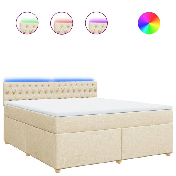 vidaXL Sommier à lattes de lit avec matelas Crème 180x200 cm Tissu