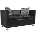 vidaXL Canapé à 2 places Cuir synthétique Noir