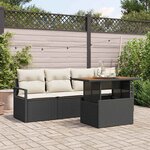 vidaXL Ensemble de canapé de jardin avec coussin 5 Pièces Noir et crème