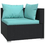 Salon de jardin meuble d'extérieur ensemble de mobilier 8 pièces avec coussins noir résine tressée 02_0017659