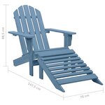 vidaXL Chaise de jardin Adirondack avec pouf bois de sapin solide bleu
