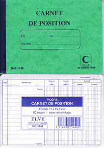 Carnet de position de compte 114 x 156 mm 80 Pages ELVE