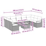 vidaXL Ensemble de Canapé de Jardin 9 Pièces avec Coussins Rattan Poly Brun