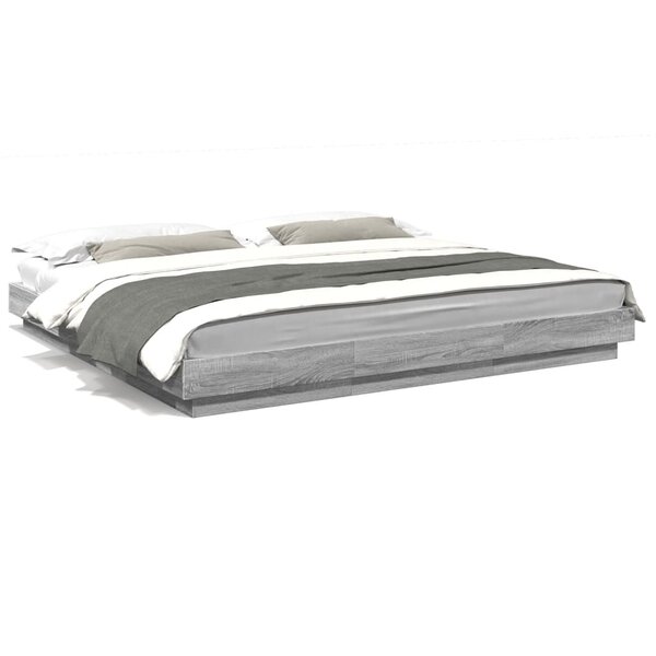 vidaXL Cadre de lit et lumières LED sans matelas sonoma gris 180x200cm
