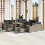 vidaXL Ensemble de canapé de jardin 13 Pièces Gris polyrotin