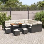 vidaXL Ensemble de canapé de jardin 13 Pièces Noir Poly rotin