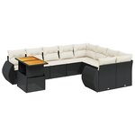 vidaXL Salon de jardin 10 Pièces avec coussins noir résine tressée