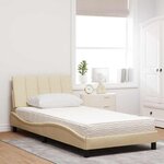 vidaXL Lit avec matelas Hanko crème 100x200 cm tissu