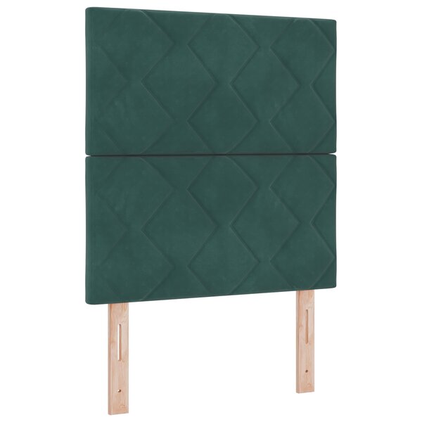 vidaXL Tête de lit LED design blocs diamants vert foncé 80 cm en velours