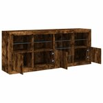 vidaXL Buffet avec lumières LED chêne fumé 164x37x67 cm