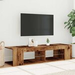 vidaXL Meuble TV avec lumières LED vieux bois bois d'ingénierie