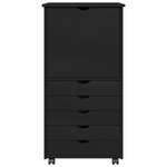 vidaXL Cabinet roulant Noir 53 x 39 x 103 cm Bois de Pin Massif