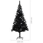 vidaXL Sapin de Noël artificiel pré-éclairé et support noir 240 cm PVC