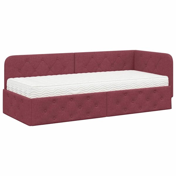 vidaXL Cadre de lit d'angle Bordeaux 80 x 200 cm tissu