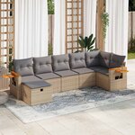 vidaXL Salon de jardin avec coussins 7 Pièces beige résine tressée
