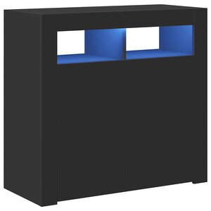 vidaXL Buffet avec lumières LED noir 80x35x75 cm