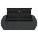 vidaXL Canapé de jardin avec coussins 2 places en polyrotin noir