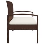 vidaXL Banc de jardin avec coussin marron 105 cm résine tressée