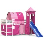 vidaXL Lit mezzanine enfants avec tour rose 80x200cm bois pin massif