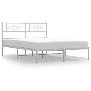 vidaXL Cadre de lit métal sans matelas et tête de lit blanc 135x190 cm