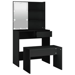 vidaXL Ensemble de coiffeuse avec LED Noir Bois d'ingénierie