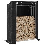 vidaXL Portant de bois de chauffage et housse de pluie acier galvanisé