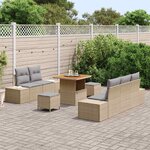 vidaXL Ensemble de canapé de jardin 8 Pièces Beige Poly rotin