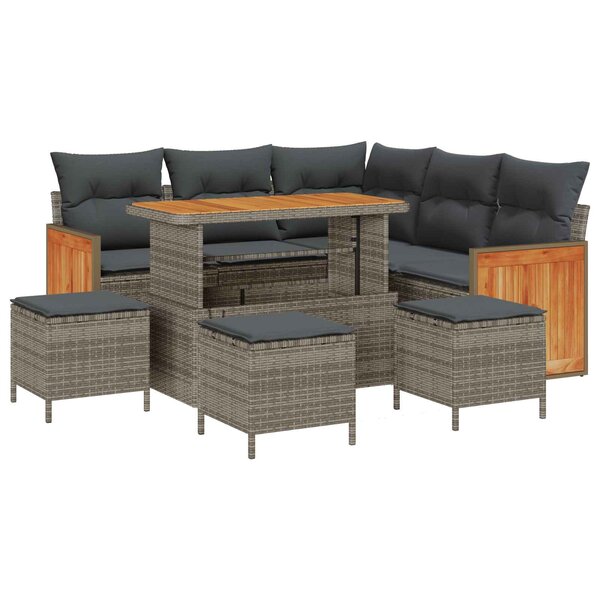 vidaXL Ensemble de canapé de jardin avec coussin 9 Pièces Gris