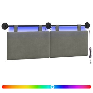 vidaXL Tête de lit suspendue Gris clair Tissu en velours côtelé