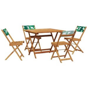 vidaXL Ensemble à manger de jardin 5 Pièces motif de feuilles tissu bois