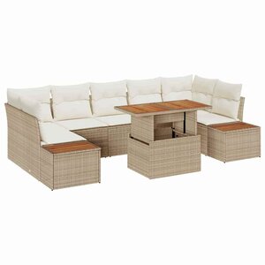 vidaXL Ensemble de canapé de jardin 8 Pièces Beige Poly rotin