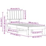 vidaXL Cadre de lit avec tête de lit rembourrée Gris foncé 80 x 200 cm