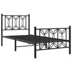 vidaXL Cadre de lit métal sans matelas avec pied de lit noir 90x200 cm