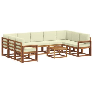 vidaXL Ensemble de canapés d'extérieur 10 Pièces Naturel et Crème