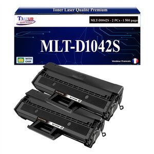 T3AZUR -2x Toners compatibles avec Samsung MLT-D1042S pour Samsung ML-1660 ML-1660N ML-1661 ML-1665 ML-1665L ML-1665W ML-1666 ML-1667