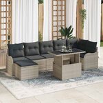 vidaXL Ensemble de canapé de jardin 8 Pièces Gris clair Poly rotin