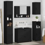 vidaXL Ensemble de mobilier de salle de bain avec tiroir 5 Pièces Noir