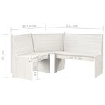 vidaXL Banc d'angle REINE 151 cm blanc bois de pin solide