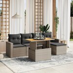 vidaXL Salon de jardin 6 Pièces avec coussins gris résine tressée