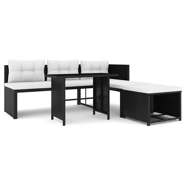 vidaXL Salon de jardin 4 Pièces Résine tressée Noir
